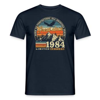 Great Since 1984 Vintage Birthday Gift - Men's T-Shirt - navy - Front - AI Model Male 178 light (178cm)
