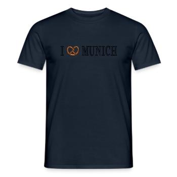 I LOVE MUNICH Breze - Männer T-Shirt - Navy - Vorne - AI Model Male 178 light (178cm)