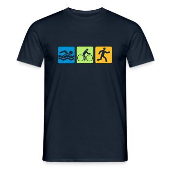 colorful sport buttons pictogram cool logo swim bike - Men's T-Shirt - navy - Front - AI Model Male 178 light (178cm)