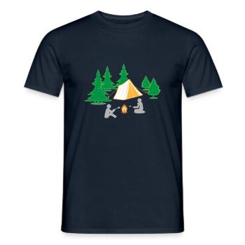 Lagerfeuer Zelten Camping Natur Marshmallow - Männer T-Shirt - Navy - Vorne - AI Model Male 178 light (178cm)
