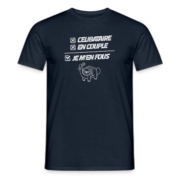 Tee shirt pas envie humour je m en fous - T-shirt homme - marine - Devant - AI Model Male 178 light (178cm)