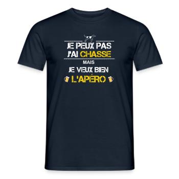 Je peux pas j ai chasse humour texte - T-shirt homme - marine - Devant - AI Model Male 178 light (178cm)