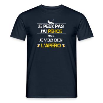 Je peux pas j ai pêche humour - T-shirt homme - marine - Devant - AI Model Male 178 light (178cm)