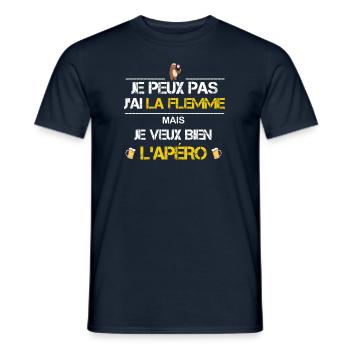 Je peux pas j ai la flemme - T-shirt homme - marine - Devant - AI Model Male 178 light (178cm)