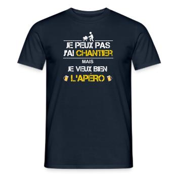 Je peux pas j ai chantier humour texte - T-shirt homme - marine - Devant - AI Model Male 178 light (178cm)