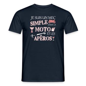un mec simple moto humour - T-shirt homme - marine - Devant - AI Model Male 178 light (178cm)