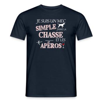 Un mec simple chasse humour - T-shirt homme - marine - Devant - AI Model Male 178 light (178cm)
