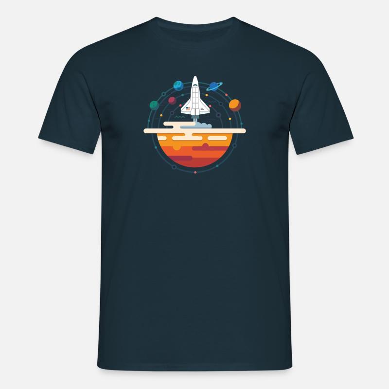 Space Shuttle & Solar System - Men's T-Shirt - navy