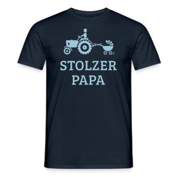 Stolzer Papa (Treckerfahrer Trecker Kinderwagen) - Männer T-Shirt - Navy - Vorne - AI Model Male 178 light (178cm)
