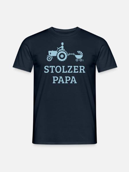 Stolzer Papa (Treckerfahrer Trecker Kinderwagen) - Männer T-Shirt - Navy
