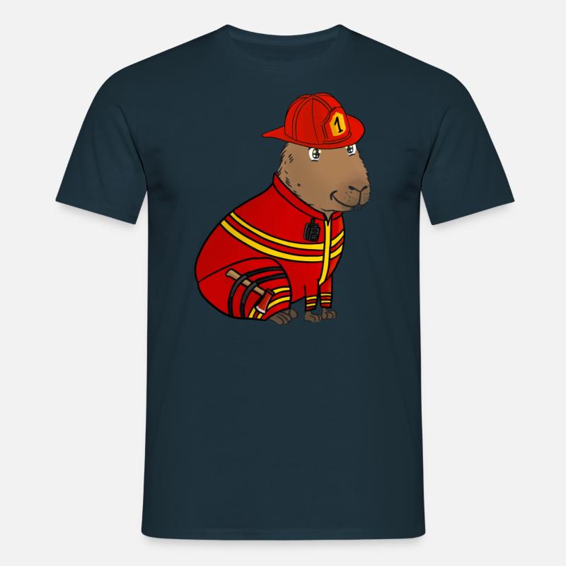 Capybara Firefighter - Men's T-Shirt - navy