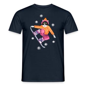 Snowboard cat - Men's T-Shirt - navy - Front - AI Model Male 178 light (178cm)