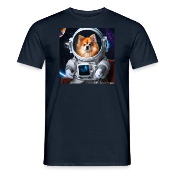 Pomeranian im Raumanzug - Hund im Weltall - Männer T-Shirt - Navy - Vorne - AI Model Male 178 light (178cm)