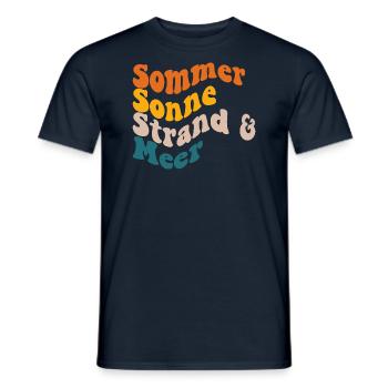 Sommer Sonne Strand und Meer - Männer T-Shirt - Navy - Vorne - AI Model Male 178 light (178cm)