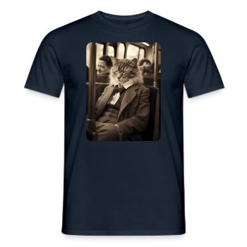 Mr. Whiskers auf der Suche nach etwas Entspannung - Männer T-Shirt - Navy - Vorne - AI Model Male 178 light (178cm)