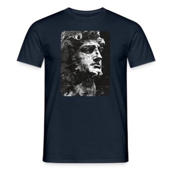 visage brisé d’une statue de marbre - T-shirt homme - marine - Devant - AI Model Male 178 light (178cm)