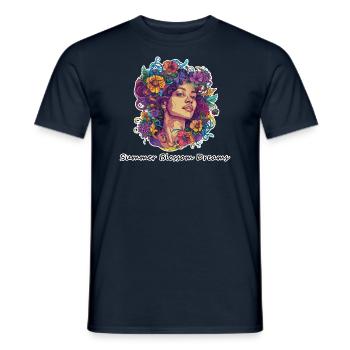Summer Blossom Dreams - Men's T-Shirt - navy - Front - AI Model Male 178 light (178cm)