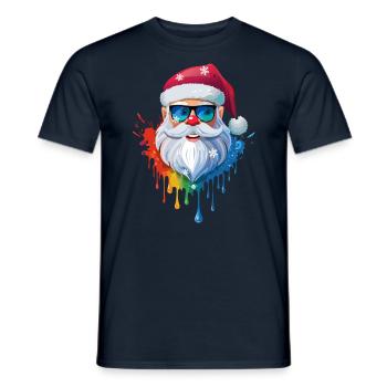 07 Weihnachtsmann Kopf Sonnenbrille Farbtropfen - Männer T-Shirt - Navy - Vorne - AI Model Male 178 light (178cm)