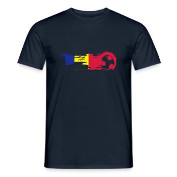 Feuerfußball Romania - Männer T-Shirt - Navy - Vorne - AI Model Male 178 light (178cm)