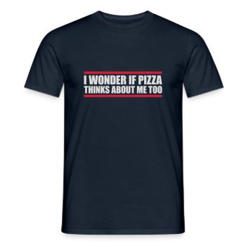 pizza thinks about me - Männer T-Shirt - Navy - Vorne - AI Model Male 178 light (178cm)