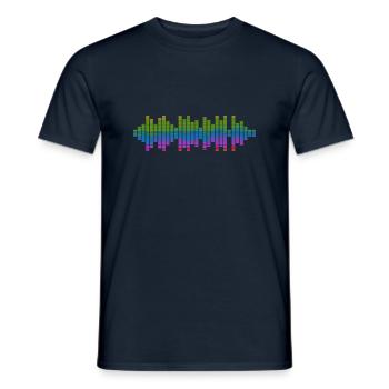 Sound Waves Music Wave Vintage Retro DJ Heart Disc - Men's T-Shirt - navy - Front - AI Model Male 178 light (178cm)