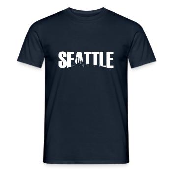 SEATTLE, Washington, USA, Skyline - Men's T-Shirt - navy - Front - AI Model Male 178 light (178cm)
