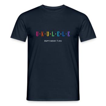 Ukulele - Hüpfender Floh - Bunte Buchstaben - Männer T-Shirt - Navy - Vorne - AI Model Male 178 light (178cm)