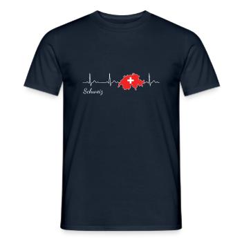 Schweiz Herzschlag Ich Liebe Schweiz Flagge - Männer T-Shirt - Navy - Vorne - AI Model Male 178 light (178cm)
