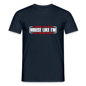 Je reste chez moi comme si j’étais en probation 4 - T-shirt homme - marine - Devant - AI Model Male 178 light (178cm)
