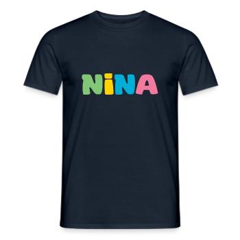 Name - Nina - Männer T-Shirt - Navy - Vorne - AI Model Male 178 light (178cm)