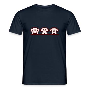3 singes sages n’entendent rien dire voir s’amuser avec les singes - T-shirt homme - marine - Devant - AI Model Male 178 light (178cm)