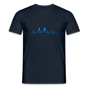 Running Marathon Jogging Heartbeat - Men's T-Shirt - navy - Front - AI Model Male 178 light (178cm)