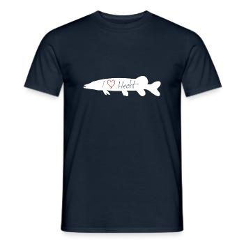 I Love pike in white with transparent lettering - Men's T-Shirt - navy - Front - AI Model Male 178 light (178cm)