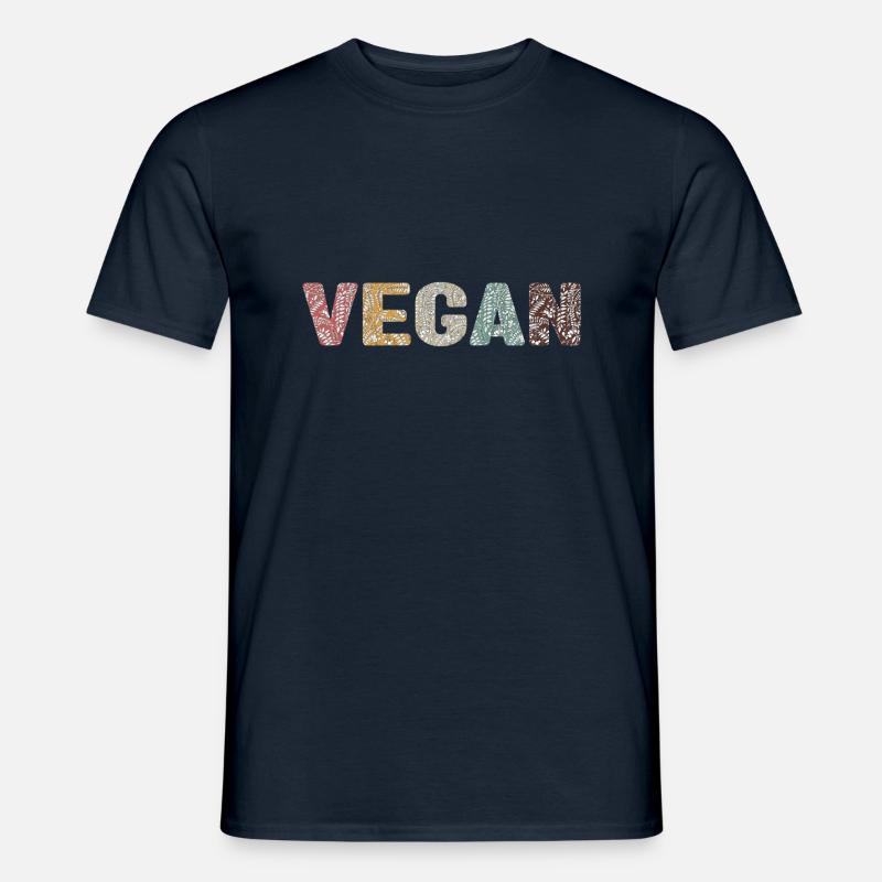 Vegan - botanical pattern - old school - Men’s T-shirt - navy