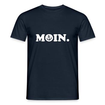 Moin - Guten Morgen - Nordsee - Ostsee - Anker - Männer T-Shirt - Navy - Vorne - AI Model Male 178 light (178cm)