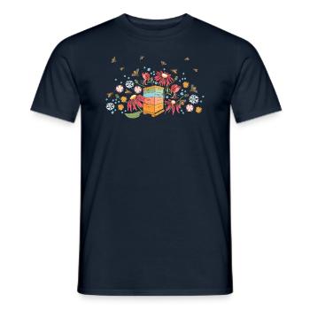 Bienenstock mit Wildblumen - Männer T-Shirt - Navy - Vorne - AI Model Male 178 light (178cm)