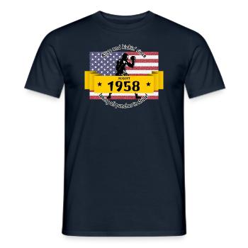 66. Birthday Alive and kickin since 08/1958 - Men's T-Shirt - navy - Front - AI Model Male 178 light (178cm)