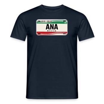 Ana Personalisierte mexikanische Fahrzeugkennzeichen mit Name - Männer T-Shirt - Navy - Vorne - AI Model Male 178 light (178cm)