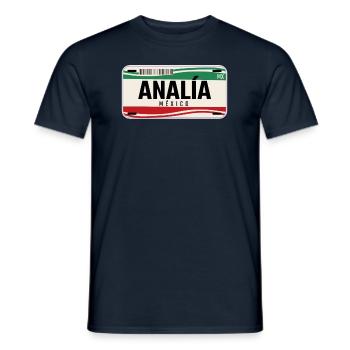 Analia Personalisierte mexikanische Fahrzeugkennzeichen mit Namen - Männer T-Shirt - Navy - Vorne - AI Model Male 178 light (178cm)