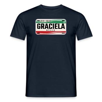 Graciela Personalized Mexican Vehicle plates w - Men's T-Shirt - navy - Front - AI Model Male 178 light (178cm)