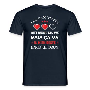 les jeux vidéos ont ruiné ma vie cadeau geek - T-shirt homme - marine - Devant - AI Model Male 178 light (178cm)