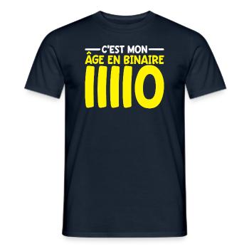 C'est mon âge en binaire - 30 ans - T-shirt homme - marine - Devant - AI Model Male 178 light (178cm)