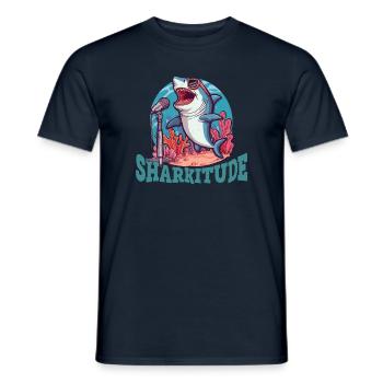 Sharkitude Shark singt mit Haltung - Männer T-Shirt - Navy - Vorne - AI Model Male 178 light (178cm)