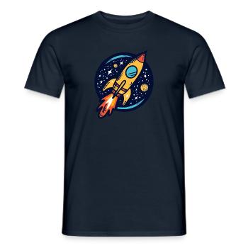 Rakete fliegt durchs All - Männer T-Shirt - Navy - Vorne - AI Model Male 178 light (178cm)
