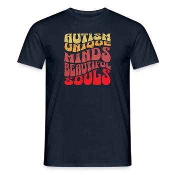 Autism Unique Minds, Beautiful Souls - Men's T-Shirt - navy - Front - AI Model Male 178 light (178cm)