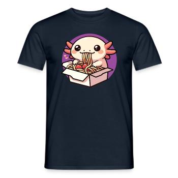 Axolotl Slurping a Delicious Spaghetti - Men's T-Shirt - navy - Front - AI Model Male 178 light (178cm)
