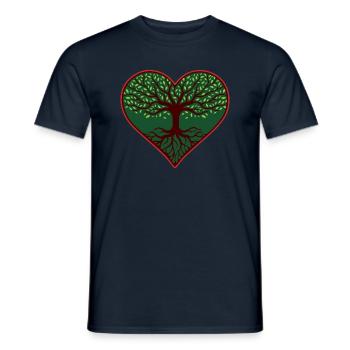 Arbre de vie en forme de cœur - T-shirt homme - marine - Devant - AI Model Male 178 light (178cm)