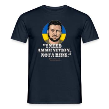 Selenskyj Zitat Munition Mitfahrgelegenheit - Männer T-Shirt - Navy - Vorne - AI Model Male 178 light (178cm)