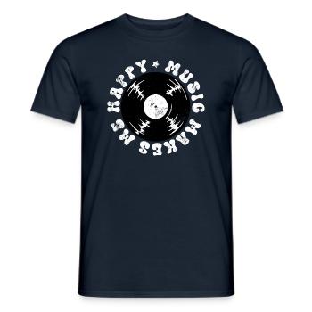 Music makes me happy DJ Gift - Men's T-Shirt - navy - Front - AI Model Male 178 light (178cm)