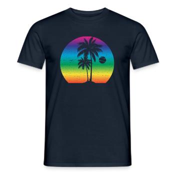 Palmiers Vacances Coucher de soleil - T-shirt homme - marine - Devant - AI Model Male 178 light (178cm)